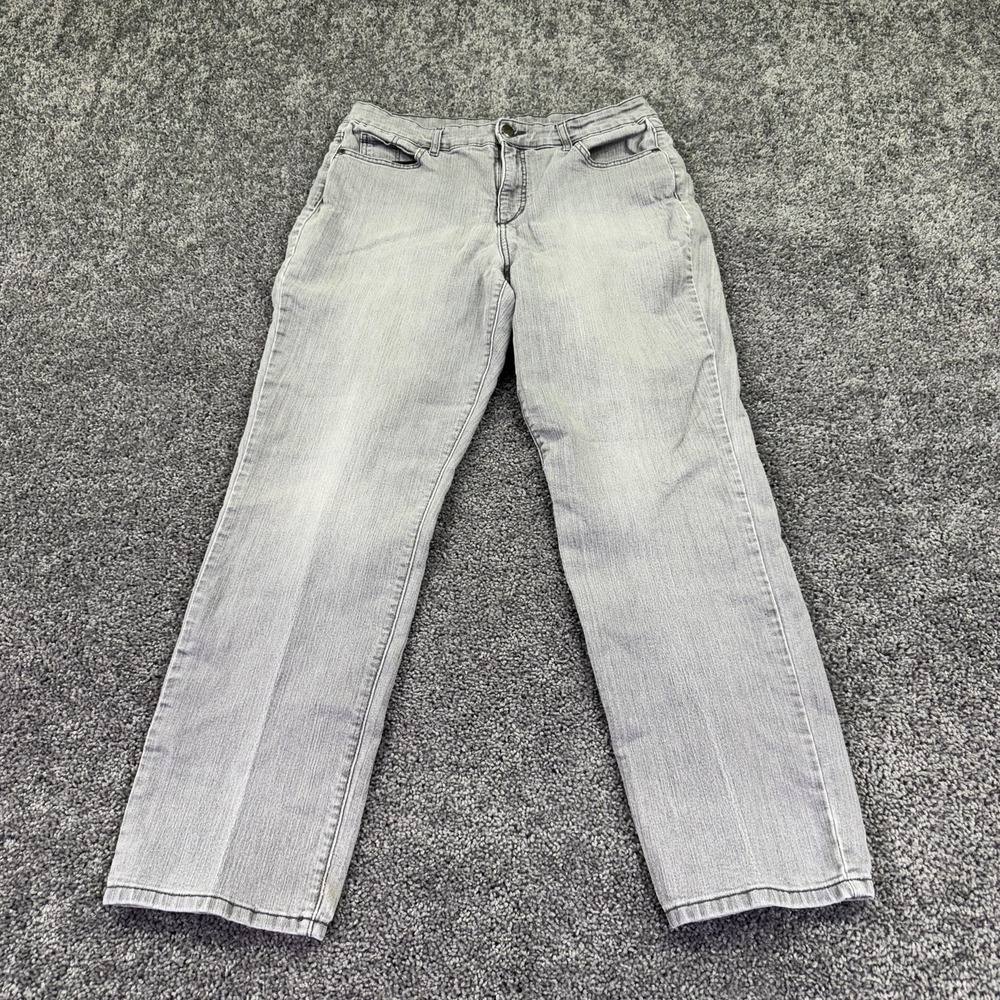 Bandolino Jeans Womens 14 Gray Mandie High Rise Straight Stretch Light Wash